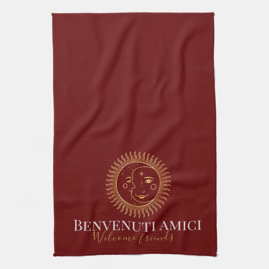 Welkom vrienden Engels / Italiaans Theedoek (Verticaal)