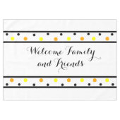 Welkom Vrienden Oranje Gele Polka Dots Tafelkleed (Voorkant (Horizontaal))