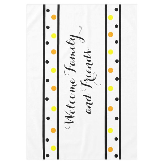 Welkom Vrienden Oranje Gele Polka Dots Tafelkleed (Voorkant)