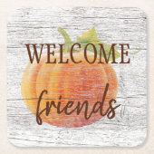 Welkom vrienden pompoen op weersplanten kartonnen onderzetters (Voorkant)