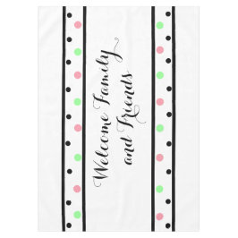 Welkom Vrienden Roze Groene Polka Dots Tafelkleed