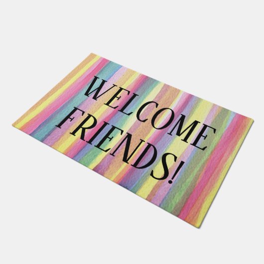 Welkom vriendschappelijke deuropening van pasteelr deurmat (Schuin)