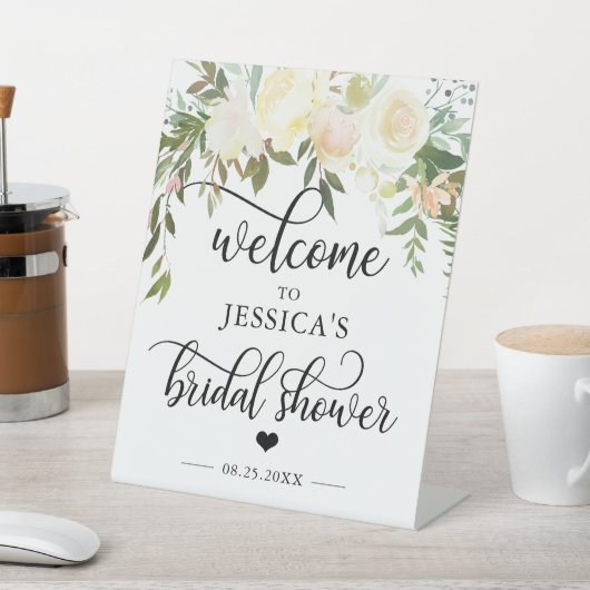 Welkom Vrijgezellenfeest Floral Pink WELCOME SIGN Reclamebord Met Voetstuk (Insitu)
