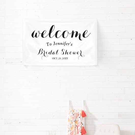 Welkom vrijgezellenfeest met elegant zwart script spandoek (Insitu)