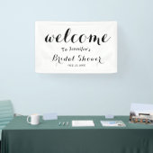 Welkom vrijgezellenfeest met elegant zwart script spandoek (Beurs)