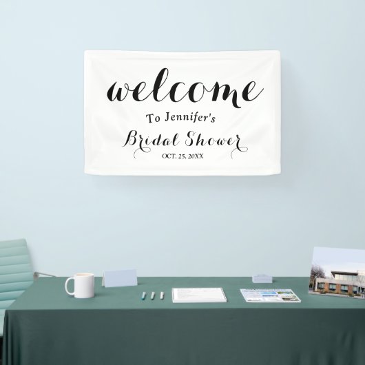 Welkom vrijgezellenfeest met elegant zwart script spandoek (Beurs)