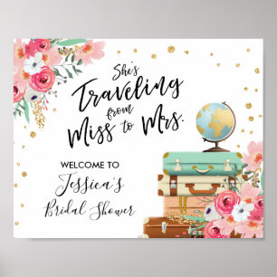 Welkom Vrijgezellenfeest Miss aan mevrouw Floral Poster