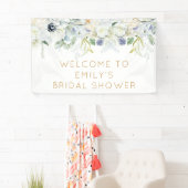 Welkom Vrijgezellenfeest naam Witte Bloemen Leaf Spandoek (Insitu)