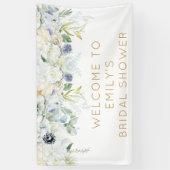 Welkom Vrijgezellenfeest naam Witte Bloemen Leaf Spandoek (Verticaal)