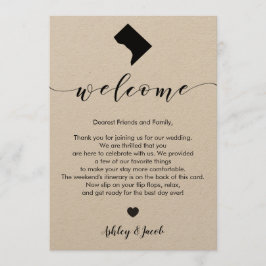 Welkom Washington DC Wedding Letter & Itinerary Programmakaart
