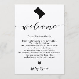 Welkom Washington DC Wedding Letter & Itinerary Programmakaart
