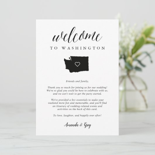 Welkom Washington Wedding Letter & Itinerary (Staand voorkant)