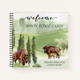 Welkom Watercolor Bison Cabin Huurwoning Notitieboek
