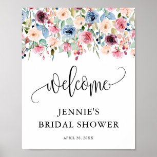 Welkom, Watercolor Flower Blooms Persoonlijk Poster