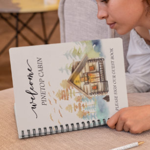 Welkom Watercolor Forest Cabin Vakantiehuisje Notitieboek