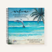 Welkom Waterverf Beach House Dolphin Gast Notitieboek (Voorkant)