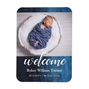 Welkom Waterverf Birth Announding Magnet Magneet