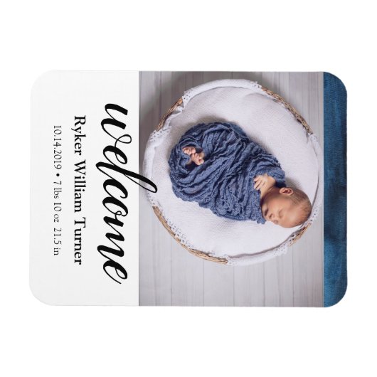 Welkom Waterverf Birth Announding Magnet Magneet (Horizontaal)