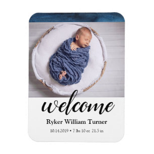 Welkom Waterverf Birth Announding Magnet Magneet