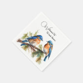 Welkom Waterverf Blauwvogels op pine Servet (Hoek)