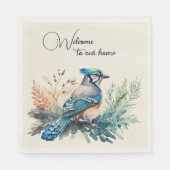 Welkom Waterverf Blue Jay Bird Servet (Voorkant)