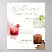 Welkom Waterverf Cocktails Bruiloftsdrankmenu Poster (Voorkant)