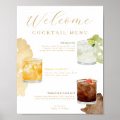 Welkom Waterverf Cocktails Wedding Drink Menu Poster (Voorkant)