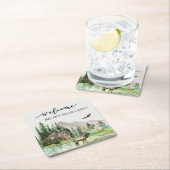 Welkom Waterverf Forest Cabin Home Rental Kartonnen Onderzetters (Insitu)