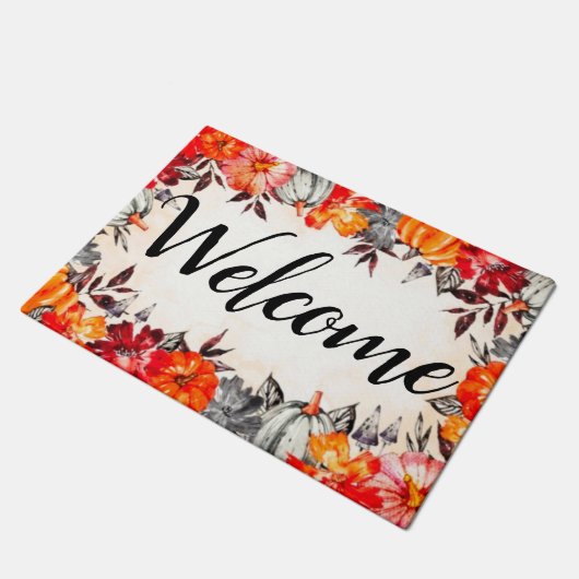 Welkom Waterverf Herfst Pumpkins  Deurmat (Schuin)