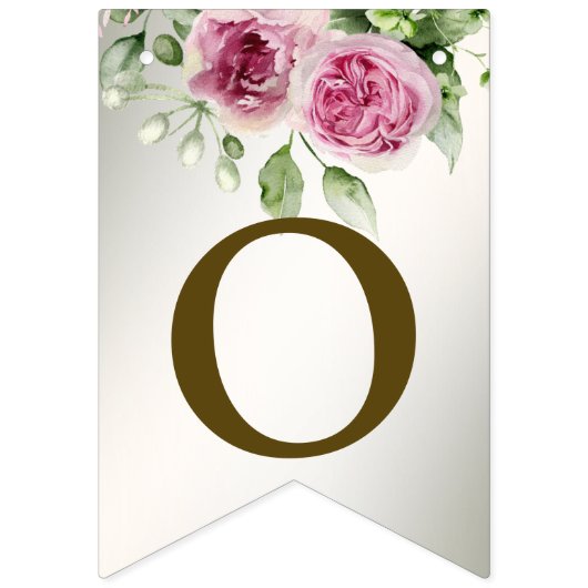 Welkom Waterverf Roze Bloemen Lijst Shiny Party Vlaggetjes (Tweede vlag)