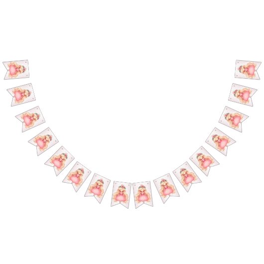 Welkom Waterverf Roze Prinses Verjaardagsfeest Vlaggetjes (Alle)