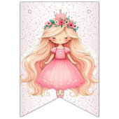 Welkom Waterverf Roze Prinses Verjaardagsfeest Vlaggetjes (Tweede vlag)