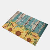 Welkom Waterverf Sunflower en Rustic Wood Deurmat (Schuin)