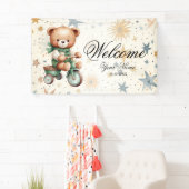 Welkom Waterverf Teddy Bear Groen Fietsfeest Spandoek (Insitu)