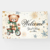 Welkom Waterverf Teddy Bear Groen Fietsfeest Spandoek (Horizontaal)