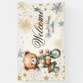 Welkom Waterverf Teddy Bear Groen Fietsfeest Spandoek (Verticaal)