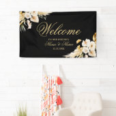 Welkom Weddenschap Blush Pink Floral Gold Black Spandoek (Insitu)