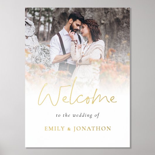 Welkom Weddenschap met foto-overlay script Luxury  Folie Afdrukken (Voorkant)