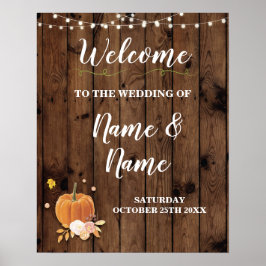 Welkom Weddenschap Poster Pumpkin Sign Wood Harves