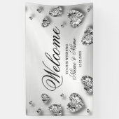 Welkom Weddenschap Silver Hearts Grey Elegant Spandoek (Verticaal)