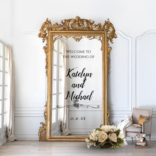 Welkom Wedding Mirror Receptie Paar Naam Raamsticker