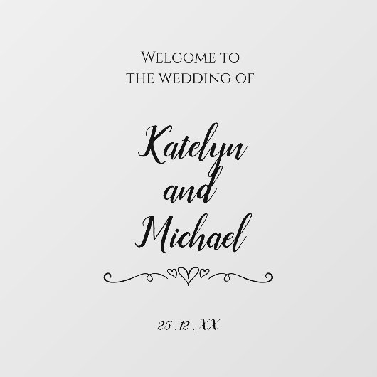 Welkom Wedding Mirror Receptie Paar Naam Raamsticker (Vel)