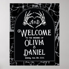 Welkom Wedding Poster Teken Skeleton Handen Hart