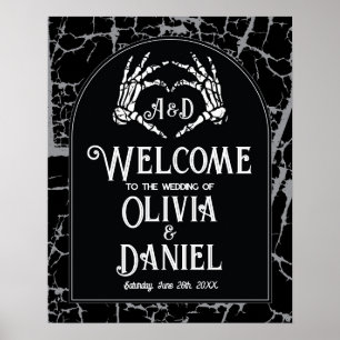 Welkom Wedding Poster Teken Skeleton Handen Hart