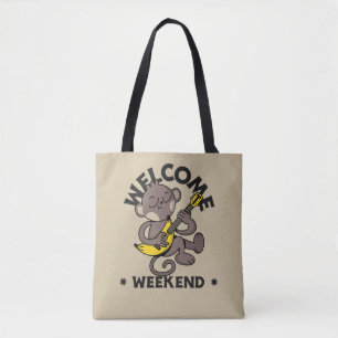 Welkom Weekend met Monkey en Gitaar Tote Bag
