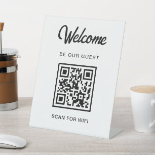 Welkom Wees Onze Gast Scan Voor QR Code Wifi Reclamebord Met Voetstuk