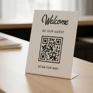Welkom Wees onze gast scan voor QR-code WiFi Reclamebord Met Voetstuk