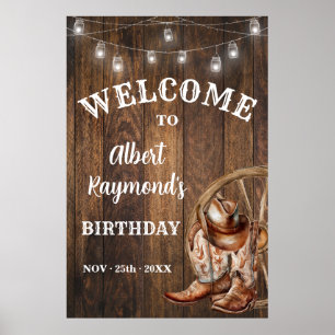 Welkom Western Cowboy Boots Pet Verjaardag Poster