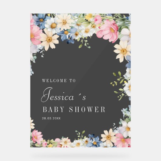 Welkom! Wildflower, Baby shower Acryl Bord (Voorkant)