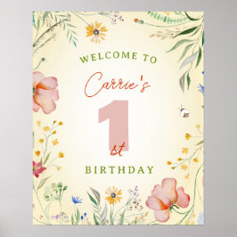 Welkom Wildflower Girl's 1e verjaardag Poster